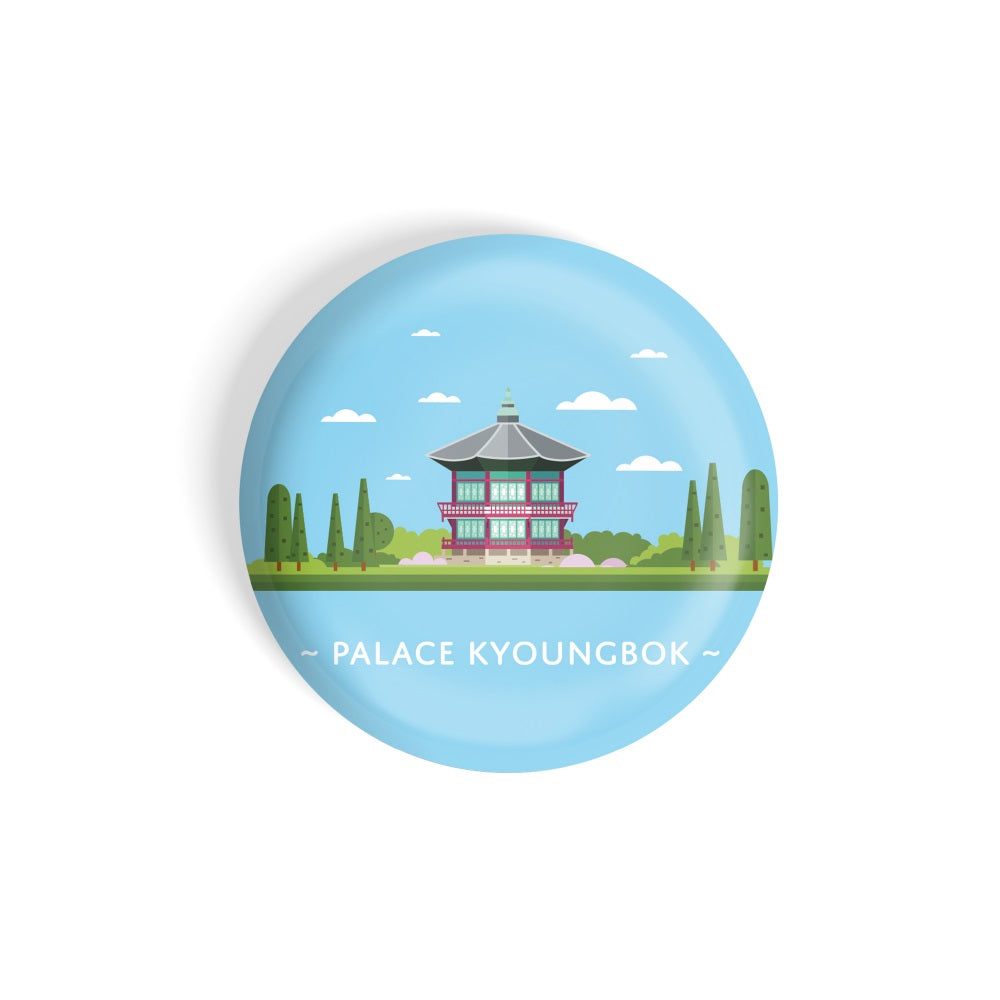 dhcrafts Round Fridge Magnet Blue Color Monuments Palace Kyungbok Glossy Finish Design Pack of 1 (58 mm)